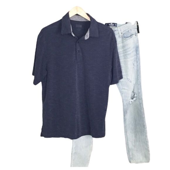Joseph Abboud Blue Short Sleeve Polo Shirt L - Picture 1 of 9